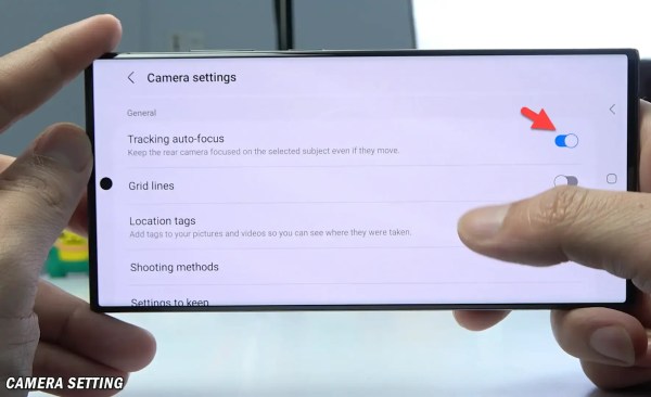Camera accessibility settings e.g, tracking auto focus, grid lines and etc